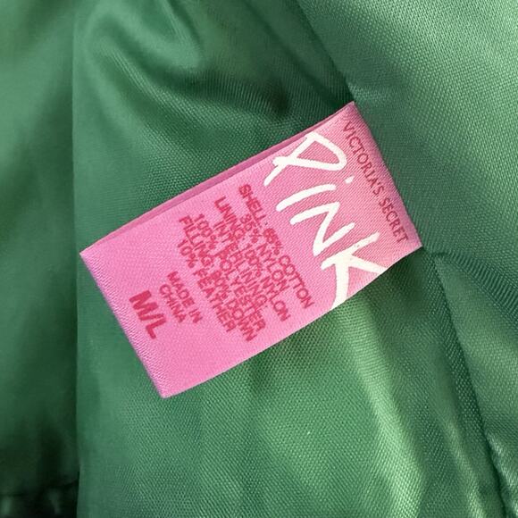 Victoria’s Secret Pink True Pink Love Y2K Green Zip Puffer Vest - Picture 7 of 7